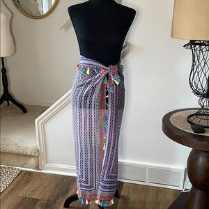 The Limited Cotton Colorful Tassel-Trimmed Scarf Multiple Variations One Size